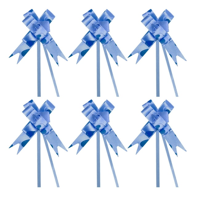 Unique Bargains 8' Pull Bows Gift Wrapping Pull Bow Heart Pattern Baskets Present Bows Knot Ribbon Blue 100 Pcs