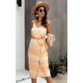 thumbnail image 4 of Robes pour Femmes - Sexy Col en V Bretelles Spaghetti Imprimé Floral Léopard Fendu Robe Tulipe Midi avec Ceinture, 4 of 7