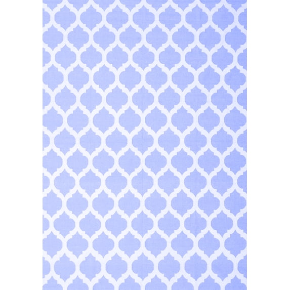 Ahgly Company Machine Washable Indoor Rectangle Trellis Blue Modern Area Rugs, 5' x 8'