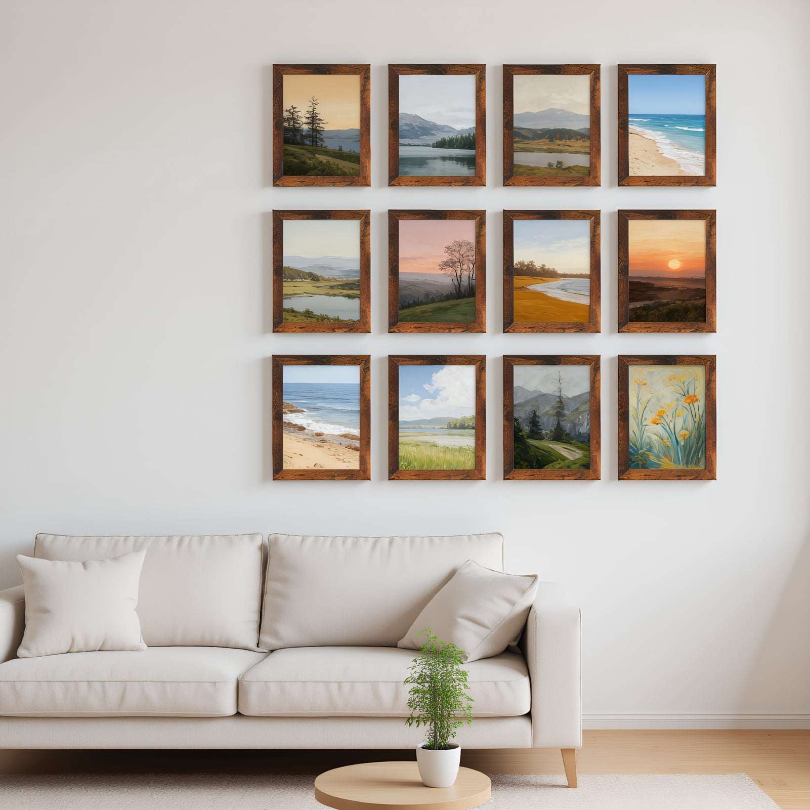 5x7 Picture Frame Set of 18, Vintage Style Textured MDF Frame with Easel Stand, Brown