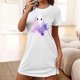 thumbnail image 1 of Camisón corto de talla grande para mujer, camisón de manga corta con estampado de pecho a la moda, camisón para mujer, 1 of 4
