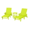 thumbnail image 3 of WestinTrends Malibu 3-Piece Outdoor Chaise Lounge Set with Side Table, All-Weather Poly Lumber, 5-Position Backrest, Lawn Pool Patio Furniture, Lime Green, 3 of 14