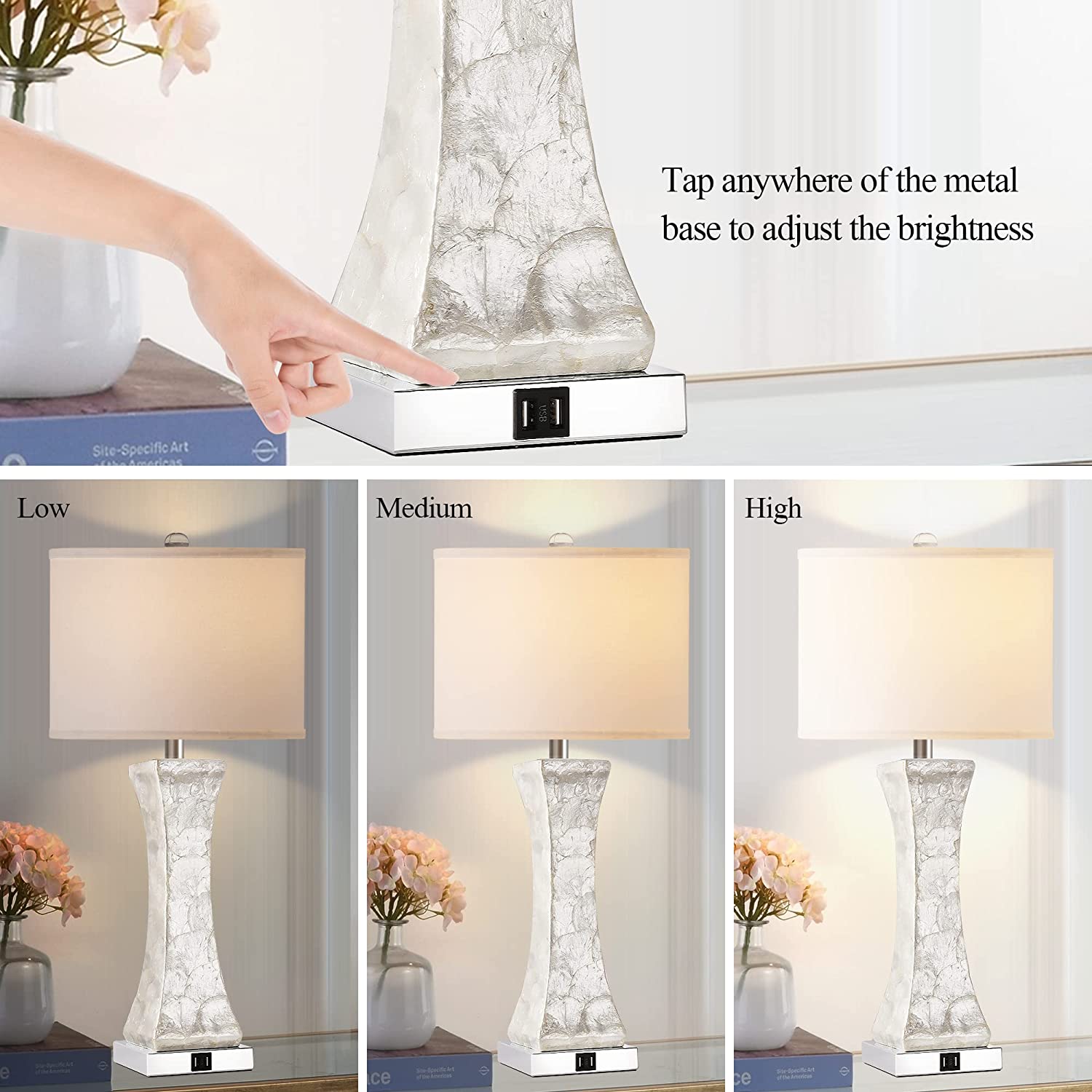 Partphoner 28'' Tall Touch Control Table Lamps Set of 2, 3-Way Dimmable Modern Nightstand Lamp for Living Room Bedroom