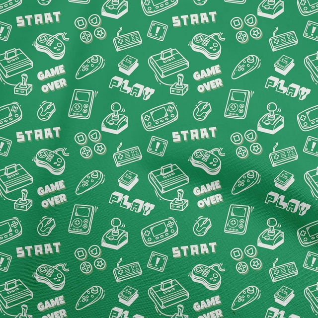 oneOone Tissu Flex Coton Vert Jeu Vidéo Matériel de Robe Imprimé Tissu au Mètre 40 Pouces de Large