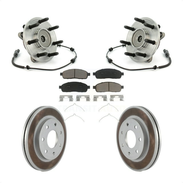 Transit Auto Front Hub Bearing Assembly Coated Disc Brake Rotors and Ceramic Pads Kit for Car Ford F-150 4WD KBB-121418