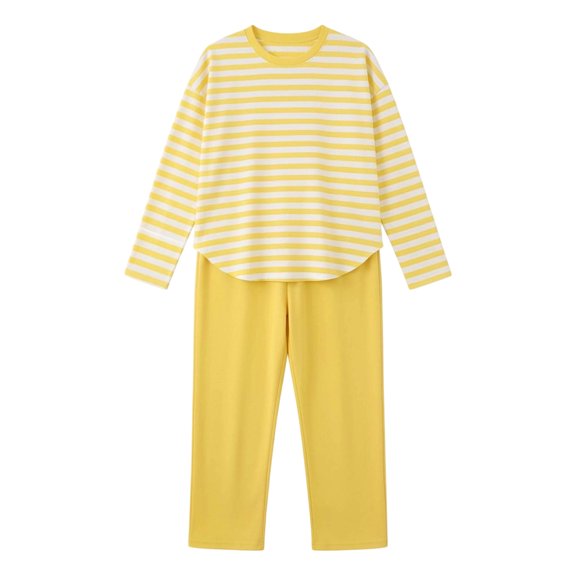 StSilkitty Womens Pajama Sets 2 Piece Striped Long Sleeve Crewneck T-Shirts and Pants Outfits Lightweight Comfy Loungewear