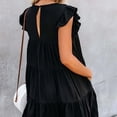 thumbnail image 3 of gakvbuo Summer Dresses for Women 2022 Plus Size Dress Boho Dress Sundresses Beach Dresses Sleeveless Ruffle Sleeve Round Neck Mini Dress Loose Short Flowy Pleated Dress, 3 of 9