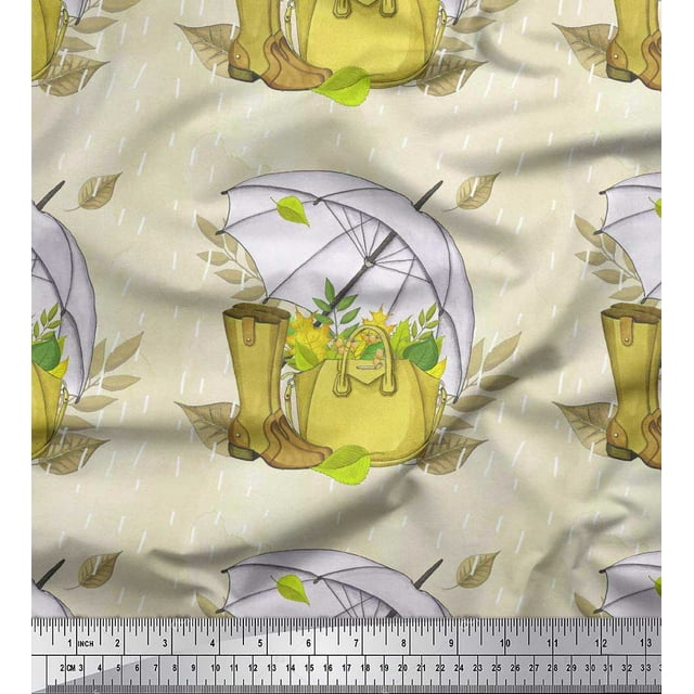 Soimoi Rayon Fabric Swirls & Floral Artistic Print Sewing Fabric Yard 42 Inch Wide