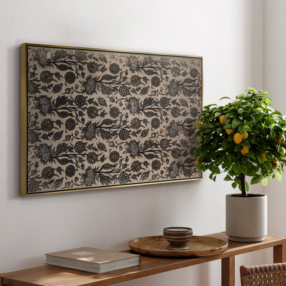 Vintage Abstract Print-XXXII Framed in Gold Wood Gallery Wrapped Canvas 27 in. x 41 in.