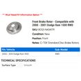 thumbnail image 2 of Front Brake Rotor - Compatible with 2000 - 2001 Dodge Ram 1500 RWD - Centric, 2 of 2