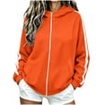 thumbnail image 2 of Womens Zip Up Hoodie Sweatshirt Side Stripe Long Sleeve Drawstring Athletic Oversized Pullover with Kangaroo Pocket Casual Sportswear, 2 of 10