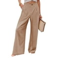 thumbnail image 3 of Sanopy Womens Casual Wide Leg Pants High Waisted Button Down Straight Long Trousers Palazzo Pants, 3 of 6