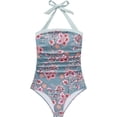 thumbnail image 4 of Women Sexy Tummy Control One Piece Swimsuit Halter Retro Bathing Suit, 4 of 12