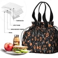 thumbnail image 4 of Halloween Skeletons and Pumpkins Drawstring Lunch Bag Women - Drawstring Lunch Bag Insulated for Work Office - Stain-Resistant Large Lunchbags for Women with Multi-Pockets, 4 of 6