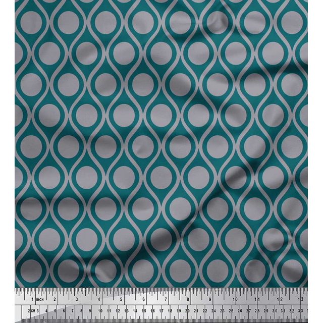 Soimoi Poly Georgette Fabric Dot & Ogee Damask Print Fabric by The Yard 52 Inch Wide