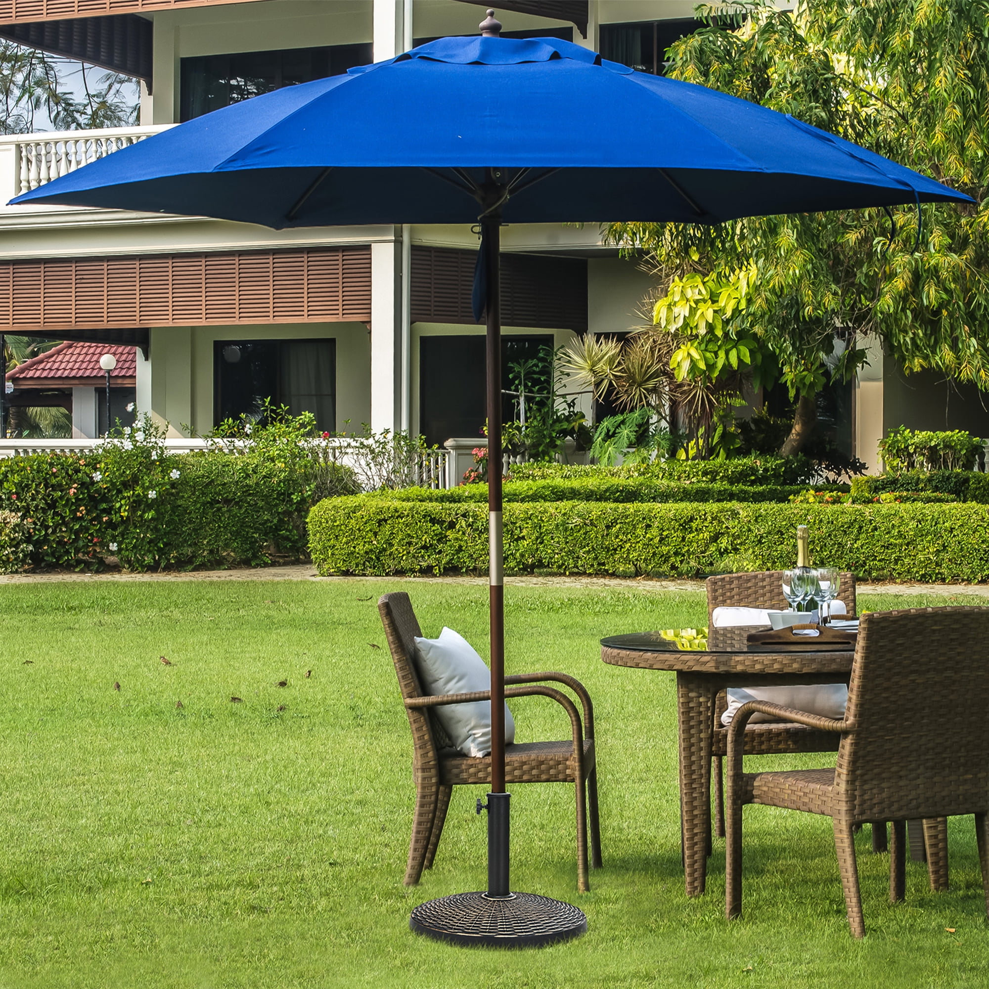 Gymax 22 lbs Round Resin Patio Umbrella Base Stand Holder w/ Adjustable Knob