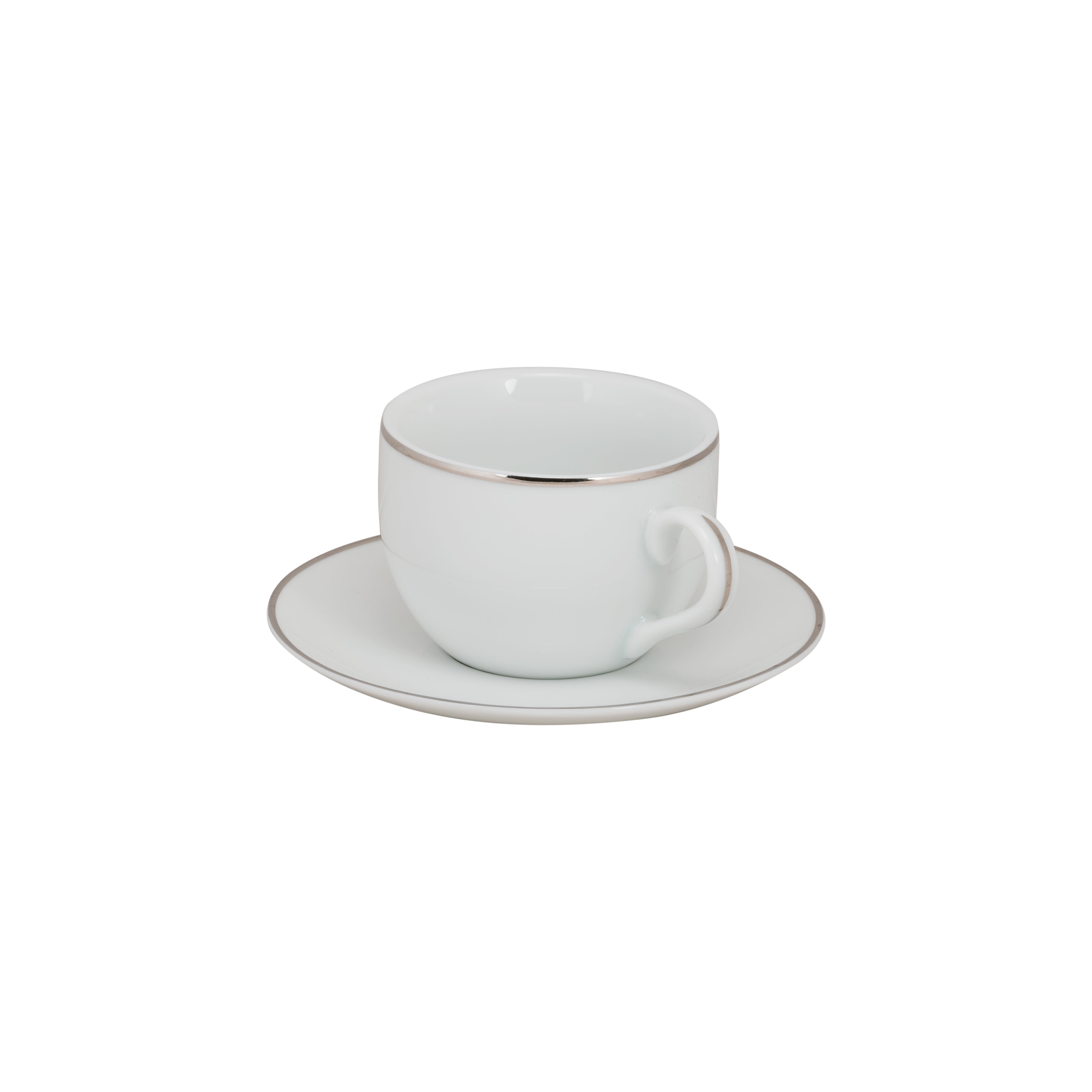 10 Strawberry Street Coupe Silver Line Porcelain Cup & Saucer Set of 6