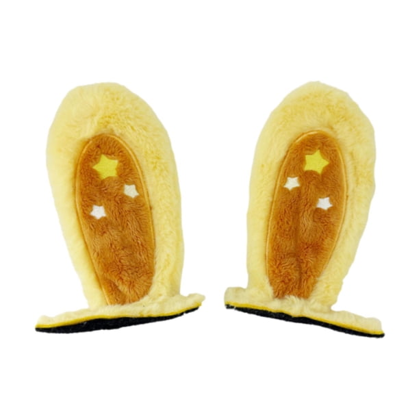 2 piezas de orejas de conejo para decoración de casco con orejas de conejo de invierno adhesivas para Marrón Amarillo