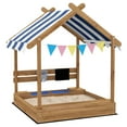 thumbnail image 6 of YIYADO  Wooden Sandbox with Shade Canopy & Playhouse Design, Brown, 6 of 6