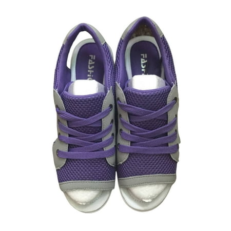 

Woobling Ladies Wedge Sandal Cutout Summer Shoes Peep Toe Platform Sandals Womens Casual Walking Shoe Patchwork Mesh Non-slip Purple 8