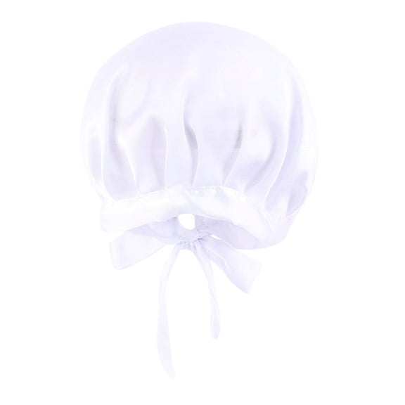 PoureLoom Adjustable Silk Satin Hair Bonnet for Sleeping Women Hair Wrap Double Layer Night Turban Sleep Cap for Natural Curly Straight Unisex White One Size