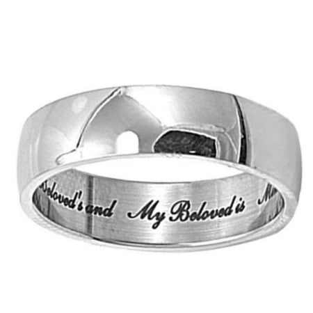 Trustmark 6mm Classic Love Engraved Stainless Steel Wedding Band, Beloved sz 10.0