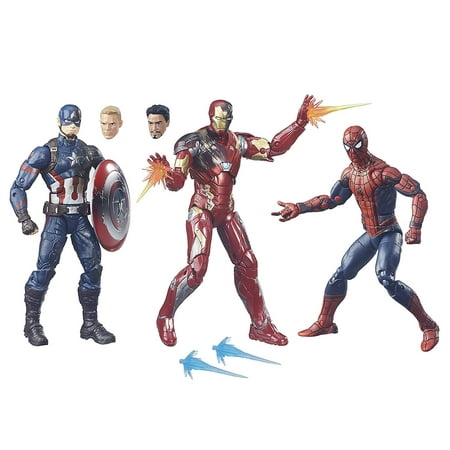 Hasbro Marvel Legends Series Civil War Captain America, Spider-Man, Iron Man: 6-inch Figure 3-Pack, 4+