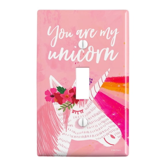 You are my Unicorn Flowers Rainbow Horn Plastic Wall Decor Toggle Light Switch Plate Cover