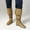 Khaki, variant on Viluyesy Womens Slouch Boots, Round Toe Pull-On Low Heels Fall Winter Fashion Mid Calf Boots Brown