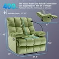 thumbnail image 5 of Oversized Recliner Chair 350 lb Weight Capacity, Home Oversized Velvet Manual Chair Recliner Overstuffed Arms and Back for Home Theater Living Room Green, 5 of 7