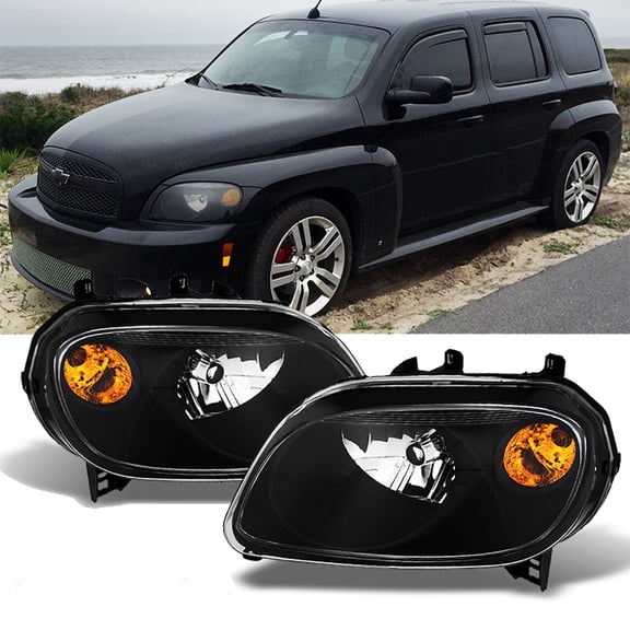 AKKON - For Chevy HHR Amber Black Bezel OE Replacement Headlights Driver/Passenger Head Lamps Pair