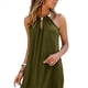 thumbnail image 1 of Vestido Halter de Crochet con Hombros Descubiertos para Mujer, Sin Mangas, con Cuello Halter Metálico y Mangas de Encaje Recortadas Verde XXL, 1 of 5