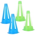 thumbnail image 1 of Conos de entrenamiento de fútbol huecos de 9 pulgadas con orificio: paquete de 4 para marcar y bloquear deportes al aire libre, 1 of 8