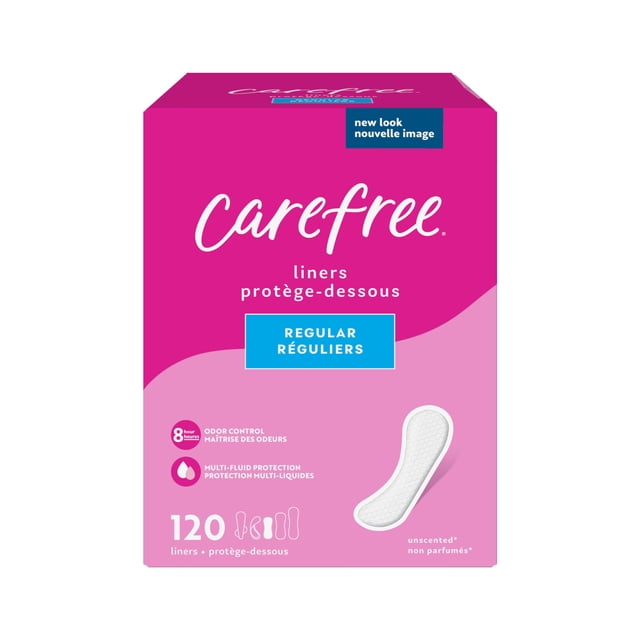 Protectores de braguitas Carefree, regulares, sin envolver, sin perfume, 120 unidades x 120