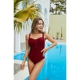 thumbnail image 5 of LIORA Women Ruched Lace Up One Piece Swimsuit Tummy Control Push Up Monokini Bathing Suit, 5 of 6