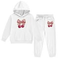 thumbnail image 4 of LRen Girls Outfits Size 12 Cute Bowknot Print Crewneck Long Sleeve Valentines Hoodie Pullover Sweatshirt Tracksuit Jogger Sweatpants Fashionable Children Unisex 2 Pc Sweatsuit Set, 4 of 6