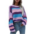 thumbnail image 1 of CEHVOM Pull pour Femmes à Rayures Col Rond Manches Longues Blouse pour Femmes, 1 of 7