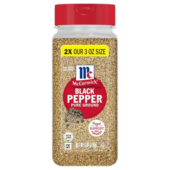 McCormick Non-GMO Kosher Pure Ground Black Pepper, 6.0 oz Bottle