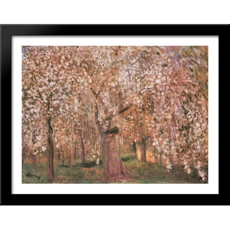 Large Black Cherry Cherry tree blossoms 36x28 Large Black Wood Framed Print Art by Jozsef Rippl-Ronai ()