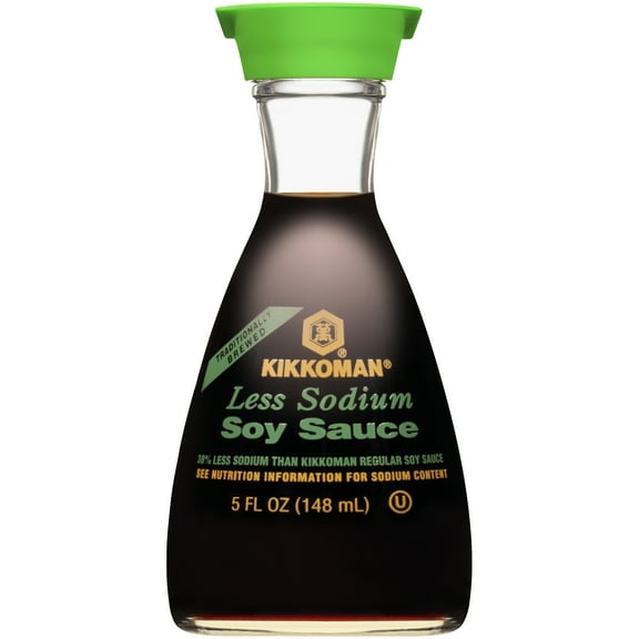 Kikkoman Soy Sauce, Less Sodium, 5 fl oz Bottle