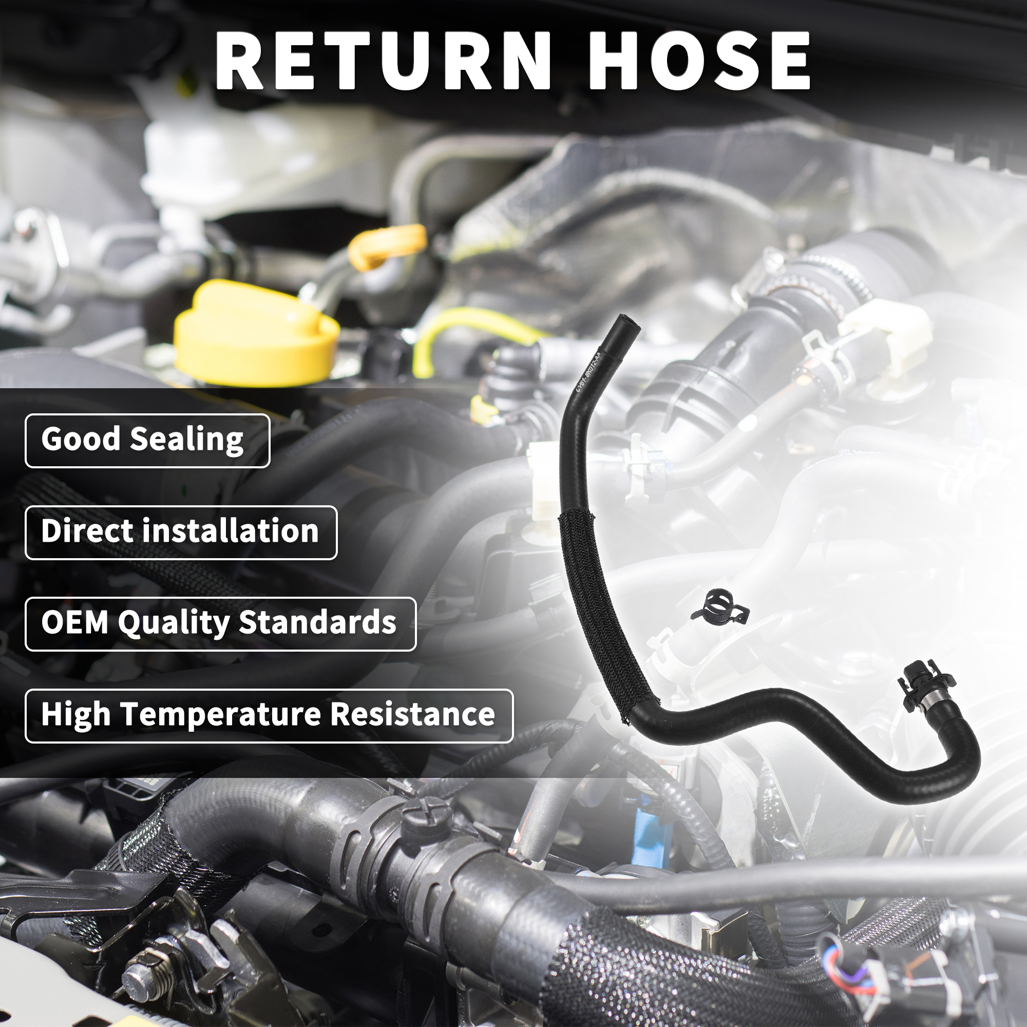 Unique Bargains Return Hose for for Ford Transit Engine Coolant Overflow Hose Black