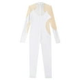 thumbnail image 6 of iiniim Kids Girls Sparkly Long Sleeve Full Body Unitard Gymnastics Leotard Bodysuit Ballet Dancewear White 12, 6 of 7