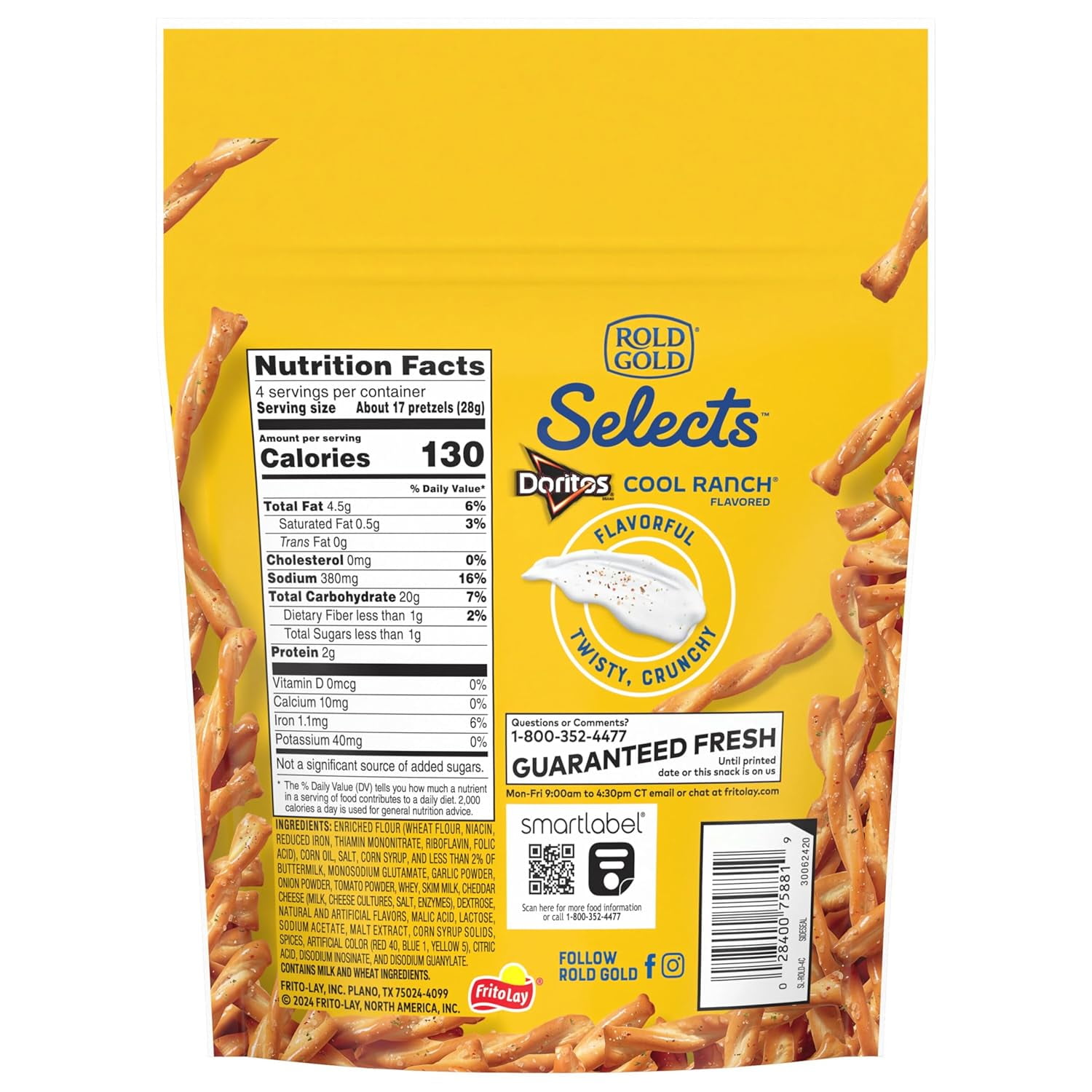 Rold Gold Selects Pretzel Twists Doritos Cool Ranch Flavored 4 Oz