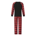 thumbnail image 4 of Caoirhny Family Matching Christmas Pajamas, Romper/Letter Print Long Sleeve Tops and Plaid Pants Sleepwear Loungewear Set, 4 of 9