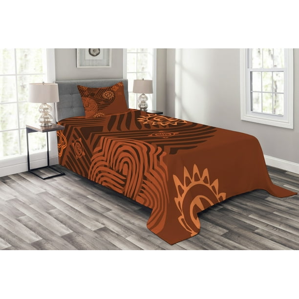Earth Tones Bedspread Set Twin Size Artistic Ethnic Composition With Fl Intricacy African Folk Details Quilted 3 Piece Decor Coverlet Pillow Sham Brown Orange Peach By Ambesonne Com Earth Tones Bedspread Set Twin Size, Earth Tone Bedding Comforter