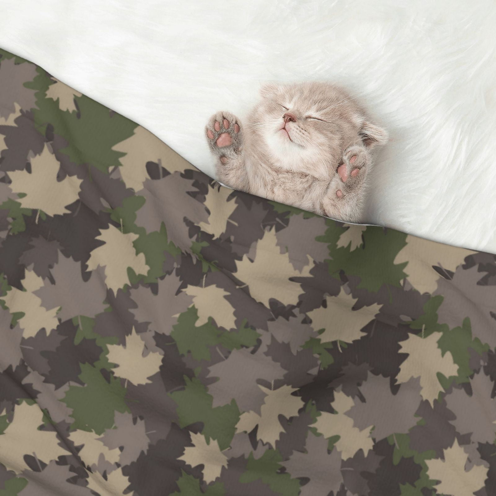 Naloa Camouflage maple Dog Blanket, 3 Sizes Cat Blanket for Indoor Cats Large Medium Small Dog Gifts-Small