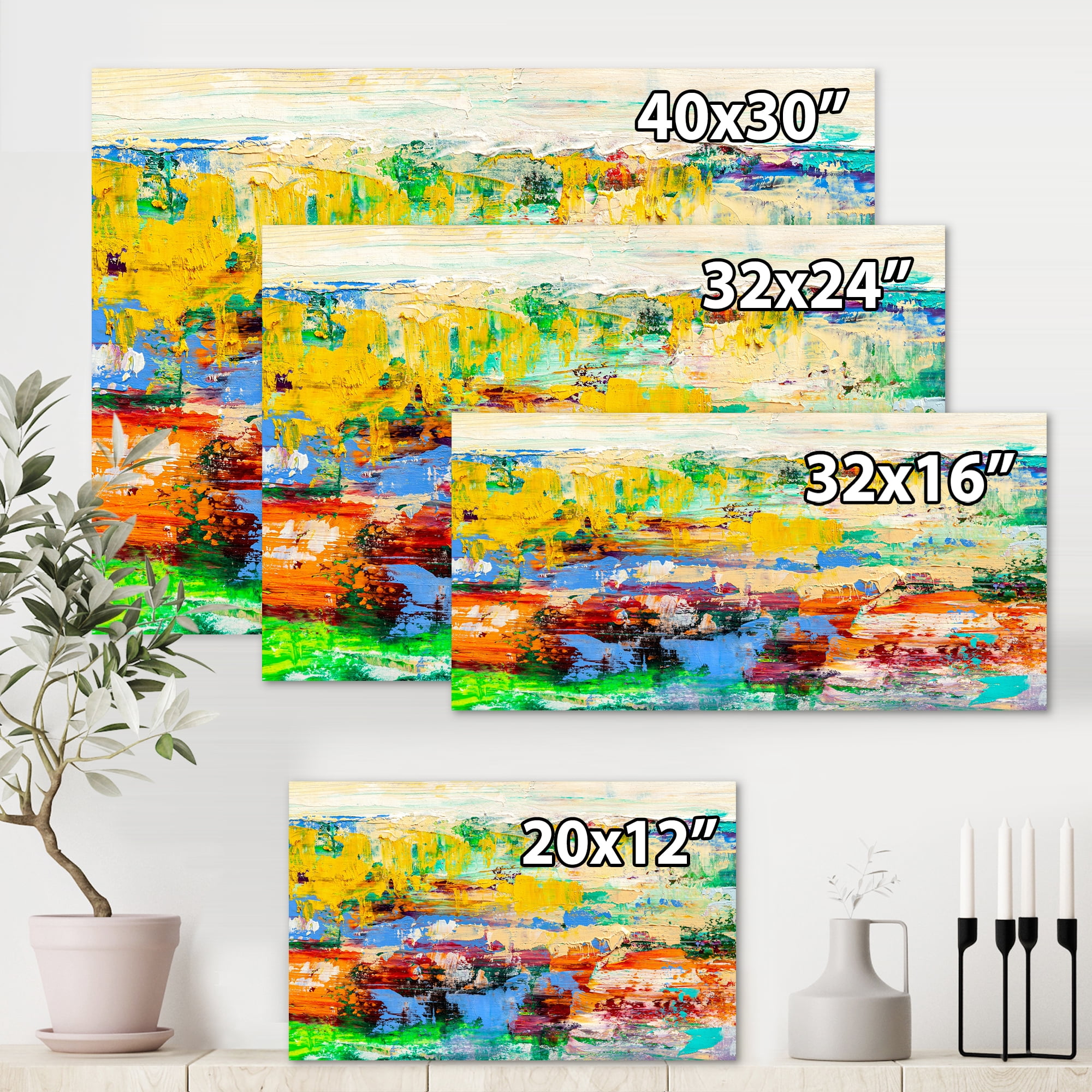 Abstract ed Bright Texture Art I 12 in x 8 in Painting Canvas Art Print, by Designart