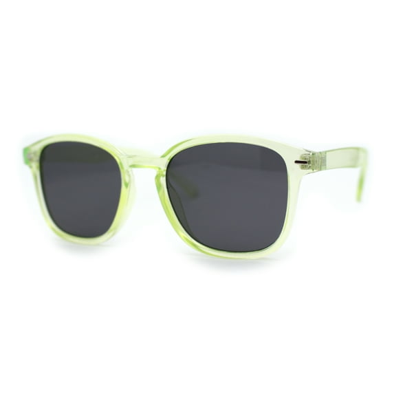 Pop Color Thin Plastic Rounded Rectangle Horn Rim Keyhole Sunglasses Yellow Black