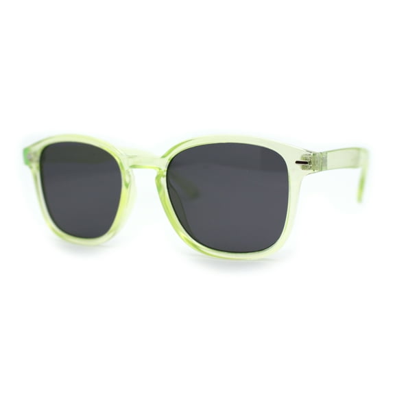 Pop Color Thin Plastic Rounded Rectangle Horn Rim Keyhole Sunglasses Yellow Black