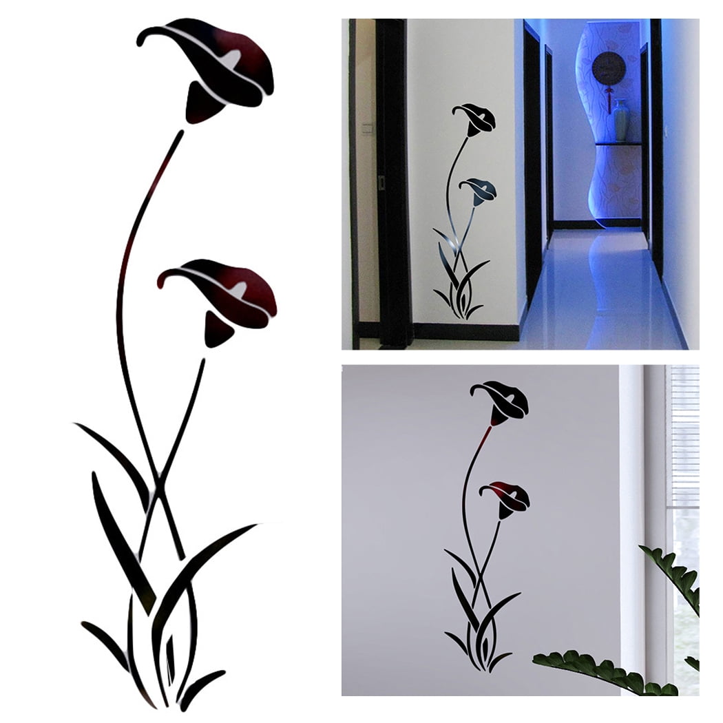 Removable 4Pcs DIY Wall Decal Decor Window Bath Room Mirror Art Sticker Paper